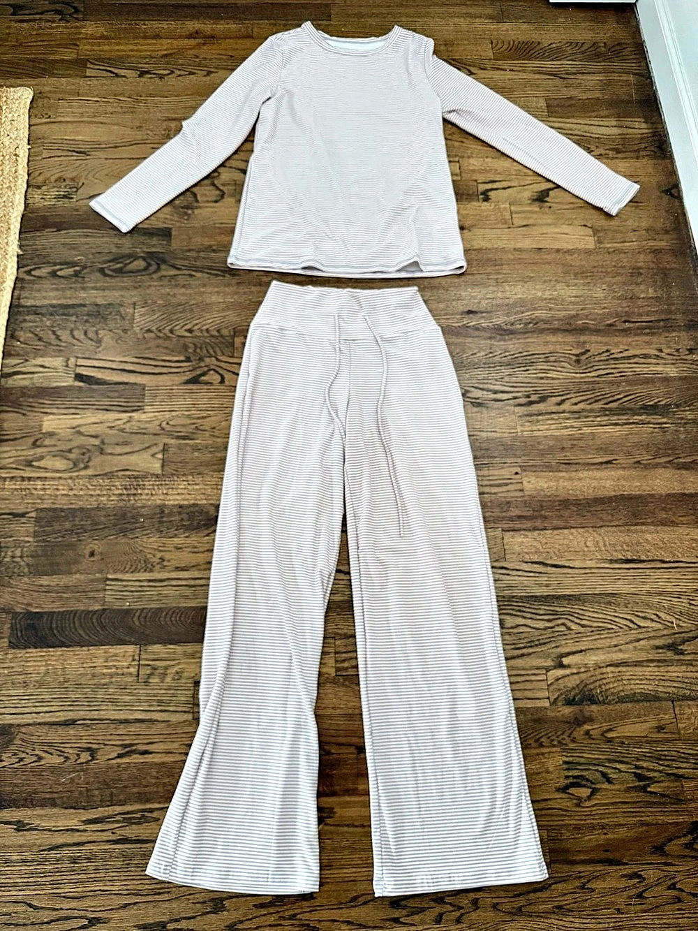 New Target Striped Pajama Set in Pink & Gray